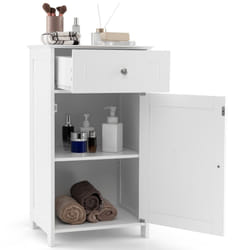 Bathroom Cabinet Single Door Floor Cabinet w/Adjustable Shelf & Drawer