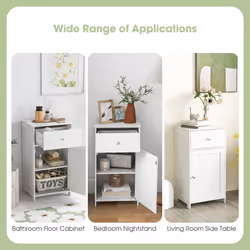 Bathroom Cabinet Single Door Floor Cabinet w/Adjustable Shelf & Drawer