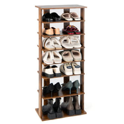 7-Tier Shoe Rack Tower Organiser with Removable Shelves - 110cm, Brown