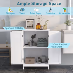 87cm Bathroom Storage Cabinet 3-Tier Floor Cabinet w/ Adjustable Shelf