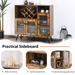 Industrial Sideboard Cabinet Kitchen Cupboard with Adjustable Shelves