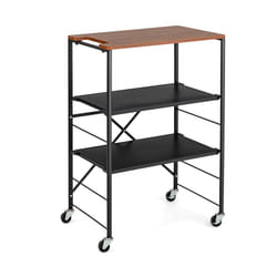Foldable Kitchen Cart 3-Tier Serving Trolley w/Adjustable Shelves