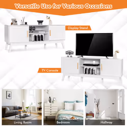 TV Stand for TVs up to 65" 2-Door Media Console Table Adjustable Shelf