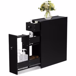 Slim Floor Cabinet Toilet Storage Bathroom Unit With Slid-out Drawers