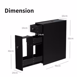 Slim Floor Cabinet Toilet Storage Bathroom Unit With Slid-out Drawers