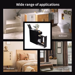 Slim Floor Cabinet Toilet Storage Bathroom Unit With Slid-out Drawers