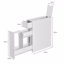 Slim Floor Cabinet Toilet Storage Bathroom Unit With Slid-out Drawers