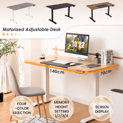 140 x 70cm Height-adjustable Standing Desk PC Workstation w/Cable Hole