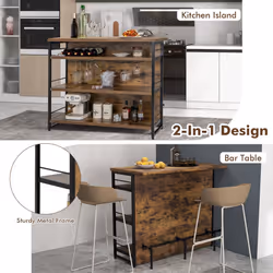 4-Tier Home Bar Unit Industrial Liquor Wine Rack w/ Shelves & Footrest