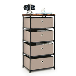 4 Drawer Fabric Dresser Large Capacity Night Stand Bedroom Metal Frame