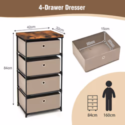 4 Drawer Fabric Dresser Large Capacity Night Stand Bedroom Metal Frame