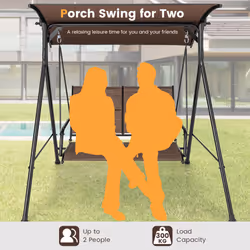 2 Seat Outdoor Porch Swing Garden Glider Chair for Patio Outdoor Yard
