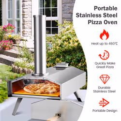 Portable Outdoor Pizza Oven Stainless Steel Pizza Maker Picnic w/Chimney