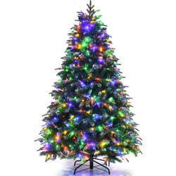 6FT Pre-Lit Artificial Christmas Tree Snowy Xmas Tree 11 Lighting Modes