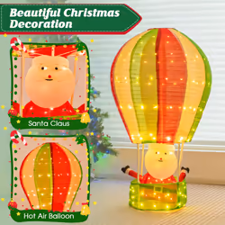 4.5 FT Lighted Santa in Hot Air Balloon LED Christmas Xmas Decoration