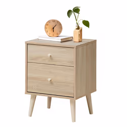 2-Drawer Nightstand Wooden Chest of Drawers w/ Legs Beside End Table