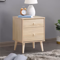 2-Drawer Nightstand Wooden Chest of Drawers w/ Legs Beside End Table