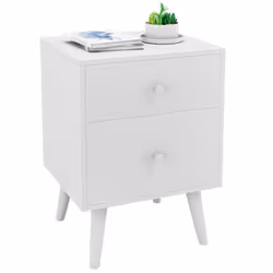 2-Drawer Nightstand Wooden Chest of Drawers w/ Legs Beside End Table