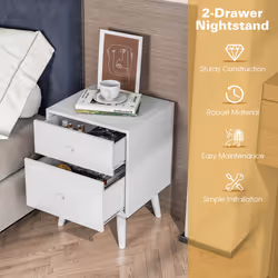 2-Drawer Nightstand Wooden Chest of Drawers w/ Legs Beside End Table