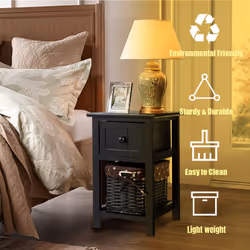 Chest of Drawers Side Table Beside Table Nightstand w/ Baskets