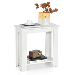 2-Tier End Table Wooden Sofa Bedside Table w/ Storage Shelf Nightstand
