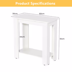 2-Tier End Table Wooden Sofa Bedside Table w/ Storage Shelf Nightstand