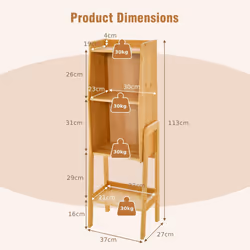 4-Tier Freestanding Bookcase Bookshelf Bedside Storage Shelf w/ Basket