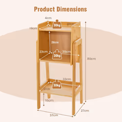3-Tier Freestanding Bookcase Bookshelf Bedside Storage Shelf w/ Basket