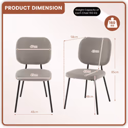 Set of 2 Dining Chairs Padded Linen chair Curved Back Side Chair