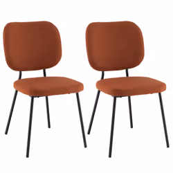 Set of 2 Dining Chairs Padded Linen chair Curved Back Side Chair