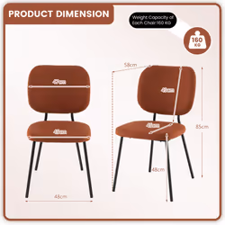 Set of 2 Dining Chairs Padded Linen chair Curved Back Side Chair