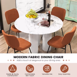 Set of 2 Dining Chairs Padded Linen chair Curved Back Side Chair