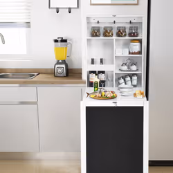 Folding Table Wall Mounted Desk W/ Storage Shelves & Blackboard