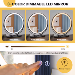 Dressing Table Vanity Set Makeup with Stool LED Light & 3-Drawer Chest