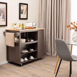 Versatile Kitchen Trolley Island Serving Cart w/ 4 Adjustable Shelves