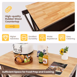 Versatile Kitchen Trolley Island Serving Cart w/ 4 Adjustable Shelves
