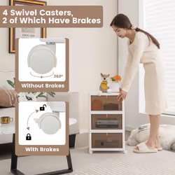 Foldable 3 Tier Shoe Cabinet Rack Stackable Shoe Organizer w/ Wheels