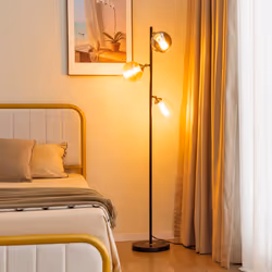 Modern Floor Lamp Metal Standing 3 Glass Globe Hanging Lampshade E27