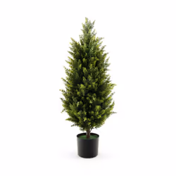 90CM Artificial Topiary Cedar Tree Fake Cypress Tree with Cement Plastic Pot