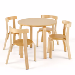 5-Piece Kids Table and Chair Set Children Wooden Activity Table 4 Curved Chairs