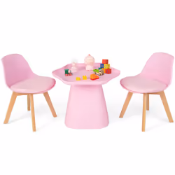 3 PCS Kids Table and Chairs Set Toddler Activity Table and Chairs with Backrest
