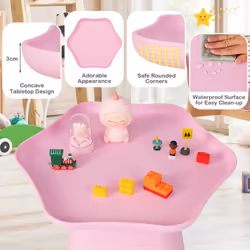 3 PCS Kids Table and Chairs Set Toddler Activity Table and Chairs with Backrest