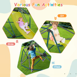 8FT Dome Climber Kids Toddler Climbing Frame With Slide Geometric Climbing Dome