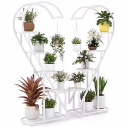 5 Tier Heart-shaped Ladder Plant Stand Metal Plant Shelf w/Hanging Hook