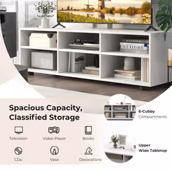 TV Stand for TVs up to 55 Inches TV Cabinet Table with 6 Compartments
