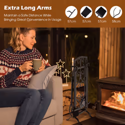 5 Piece Fireplace Tool Set Fire Place Accessories with Easy-To-Grab Handles