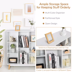8-Cube Storage Bookcase Wooden Bookshelf Side Cabinet Freestanding Display Rack