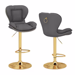 Set of 2 Bar Stools Adjustable Swivel Leather Pub Chair Kitchen Dining Chairs