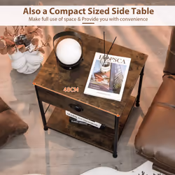 Set of 2 Nightstand 2-tier Bedside End Sofa Coffee Table Storage Table W/ Drawer