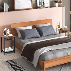 Set of 2 2-Tier Nightstand BedSide Sofa Table Storage Unit w/Charging Station